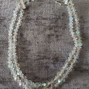 Sweet Double Strand Crystal Necklace Vintage